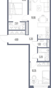 2-к квартира, вторичка, 58м2, 8/10 этаж