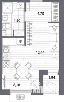 Студия квартира, вторичка, 31м2, 12/13 этаж