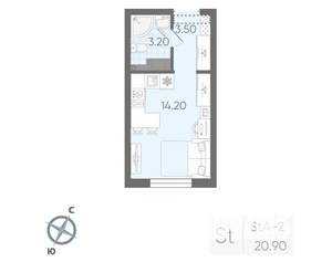 Студия квартира, вторичка, 21м2, 20/21 этаж