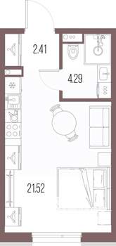 Студия квартира, строящийся дом, 28м2, 3/10 этаж