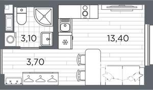 Студия квартира, вторичка, 20м2, 2/5 этаж