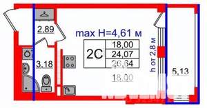 Студия квартира, вторичка, 24м2, 4/4 этаж