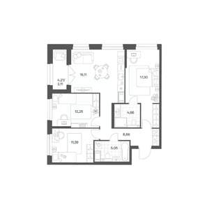 3-к квартира, вторичка, 81м2, 13/24 этаж