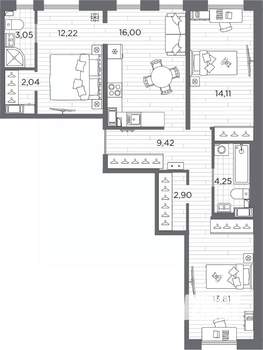 3-к квартира, вторичка, 78м2, 2/7 этаж