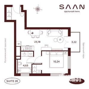 1-к квартира, вторичка, 41м2, 18/23 этаж