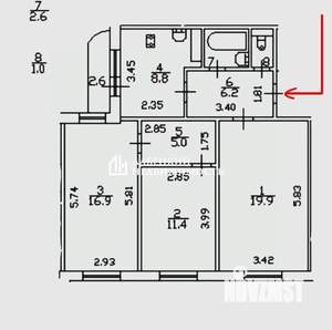 3-к квартира, вторичка, 72м2, 12/12 этаж