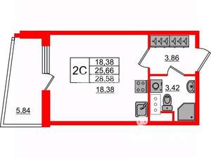 Студия квартира, вторичка, 25м2, 7/24 этаж