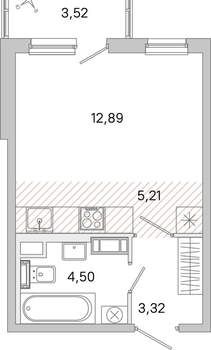 Студия квартира, вторичка, 27м2, 3/5 этаж