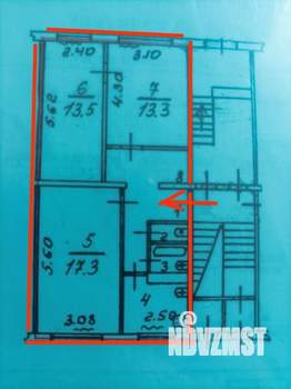 3-к квартира, вторичка, 61м2, 1/5 этаж