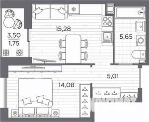 1-к квартира, вторичка, 42м2, 10/25 этаж