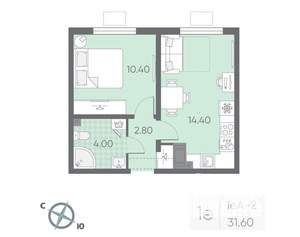 1-к квартира, вторичка, 32м2, 3/22 этаж