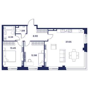 2-к квартира, вторичка, 79м2, 1/4 этаж