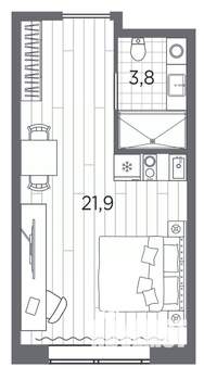 Студия квартира, вторичка, 26м2, 5/13 этаж