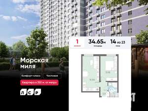 1-к квартира, вторичка, 35м2, 14/22 этаж