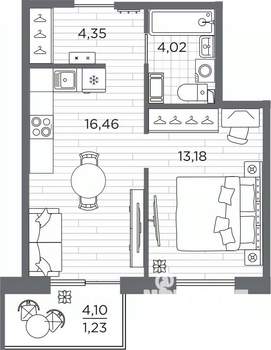 1-к квартира, вторичка, 39м2, 5/7 этаж