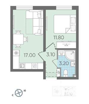 1-к квартира, вторичка, 35м2, 24/25 этаж