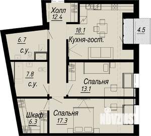 2-к квартира, вторичка, 84м2, 7/8 этаж
