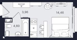 Студия квартира, вторичка, 23м2, 5/24 этаж
