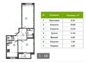2-к квартира, вторичка, 59м2, 23/23 этаж