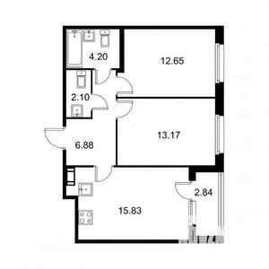 2-к квартира, строящийся дом, 56м2, 3/9 этаж