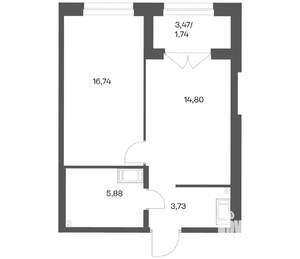 1-к квартира, вторичка, 43м2, 3/24 этаж