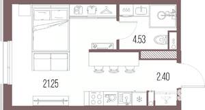 Студия квартира, строящийся дом, 28м2, 5/10 этаж