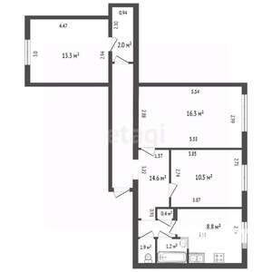 3-к квартира, вторичка, 69м2, 1/5 этаж