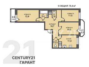 3-к квартира, вторичка, 75м2, 19/28 этаж