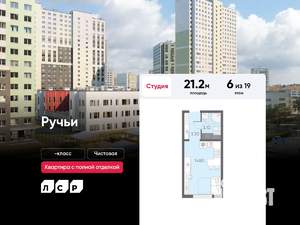 Студия квартира, вторичка, 21м2, 6/19 этаж