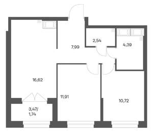 2-к квартира, вторичка, 56м2, 21/24 этаж