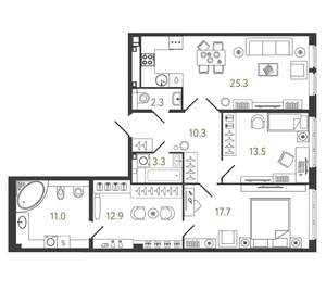 2-к квартира, вторичка, 96м2, 2/9 этаж