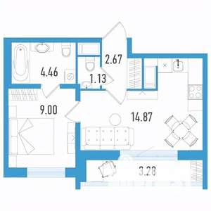 1-к квартира, вторичка, 33м2, 3/20 этаж
