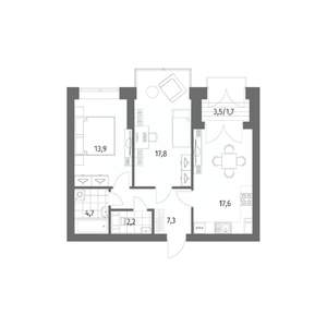 2-к квартира, вторичка, 65м2, 13/13 этаж