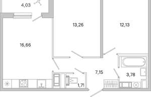 2-к квартира, вторичка, 57м2, 5/5 этаж