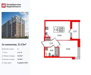 1-к квартира, вторичка, 33м2, 1/11 этаж