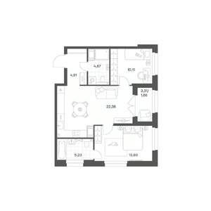 2-к квартира, вторичка, 63м2, 3/24 этаж