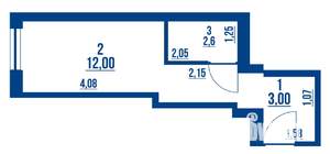 Студия квартира, сданный дом, 18м2, 3/7 этаж