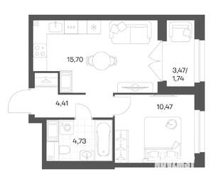 1-к квартира, вторичка, 37м2, 23/24 этаж