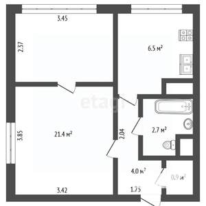 1-к квартира, вторичка, 36м2, 9/12 этаж