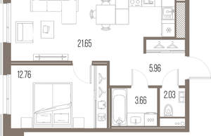 1-к квартира, строящийся дом, 46м2, 3/10 этаж