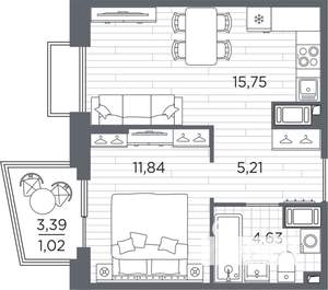 1-к квартира, вторичка, 38м2, 3/13 этаж
