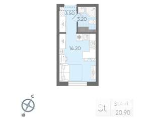 Студия квартира, вторичка, 21м2, 18/21 этаж