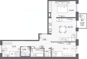 3-к квартира, вторичка, 81м2, 2/7 этаж
