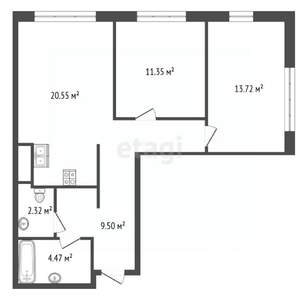 2-к квартира, вторичка, 66м2, 4/9 этаж