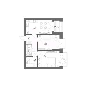 2-к квартира, вторичка, 70м2, 12/13 этаж