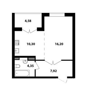 1-к квартира, вторичка, 39м2, 4/5 этаж