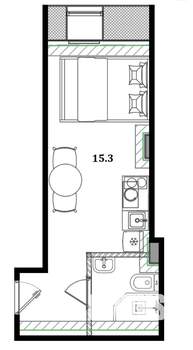 Студия квартира, вторичка, 15м2, -1/5 этаж