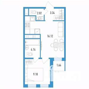 1-к квартира, вторичка, 36м2, 4/12 этаж