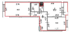 2-к квартира, вторичка, 57м2, 3/8 этаж