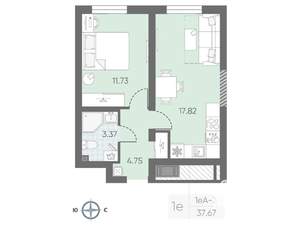 1-к квартира, вторичка, 35м2, 14/22 этаж
